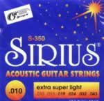 Struny Sirius 350, kovové pro akustickou kytaru Extra Super Light .010