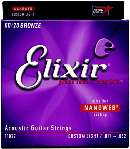 Struny na akust. kytaru ELIXIR - NANOVEB, Custom Liht, .011 - .052