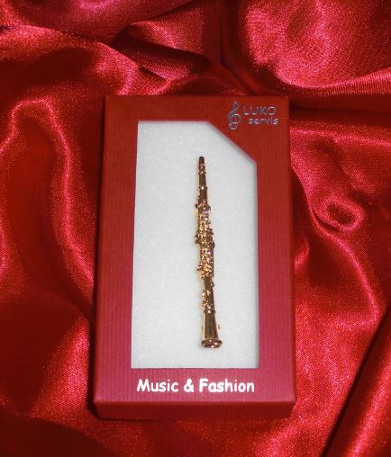 Brož klarinet - zlatý (6,5 cm)