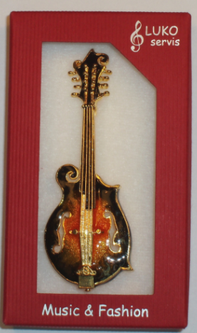 Brož mandolína zlacená s malbou 