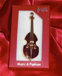 Brož kontrabas (cello) - zlatý (8 cm)