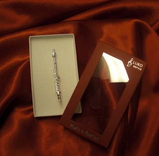 Brož příčná flétna 6,5 cm, stříbrná