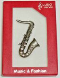 Brož saxofon - staré stříbro (5 cm)