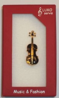 Brož housle malé - zlacené, černé