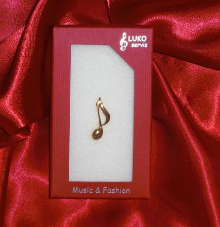Brož nota malá, zlatá (2,5 cm)
