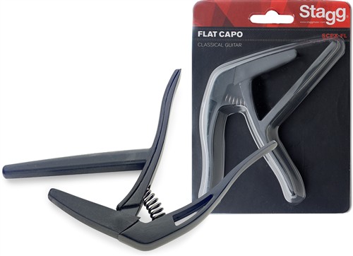 Plochý kapodastr ("trigger") Stagg SCPX-FL BK kapodastr plochý