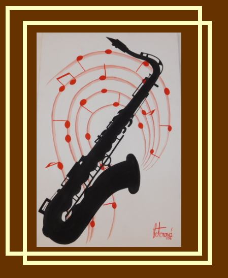 Obraz - Saxofon - olejomalba na plátně, 42 x 60 cm